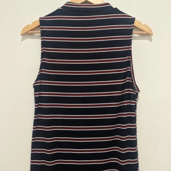 LULUS Franklin navy blue striped mock turtleneck knit midi dress size large - Picture 14 of 15